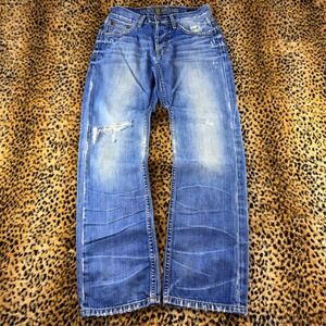 Lucky Brand 221 Slim Straight Jeans 29x30 Blue Distressed Y2K 2000s Denim